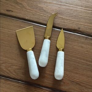 Gold and White Cheese Knife Set brand new
